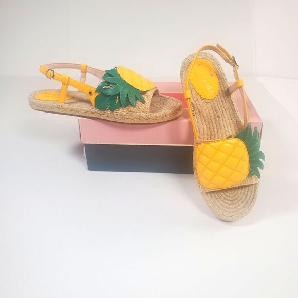 kate spade Shoes - NEW Kate Spade Women’s Sandals Size 7 Yellow Pineapple Slingback Espadrille